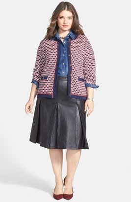 Foxcroft Graphic Jacquard Cardigan (Plus Size) (Online Only)