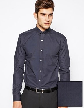 Selected Formal Button Down Collar Shirt - navy