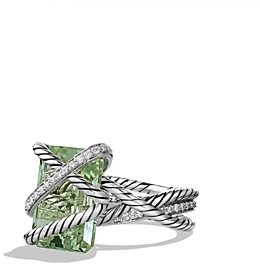 David Yurman Cable Wrap Ring with Prasiolite and Diamonds