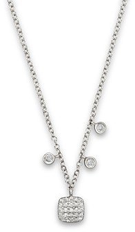 Meira T 14K White Gold Square Pave Diamond Disc Necklace, 16