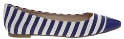 London Rebel Stripe Detail Pointed Flat Shoe - Navy stripe