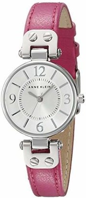 Anne Klein Women's 10/9443SVPK Silver-Tone Watch with Pink Leather Strap
