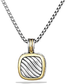 David Yurman Sculpted Cable Small Square Pendant with Gold