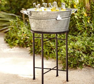 Pottery Barn Galvanized Metal Large Party Bucket & Stand