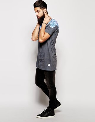 Hype Longline T-Shirt With Floral Collar