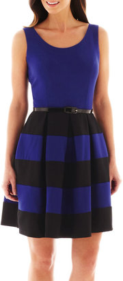Tiana B Sleeveless Belted Fit-and-Flare Dress