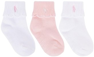 Ralph Lauren Baby Girls Scallop Turncuff Socks Set (3 Pack)