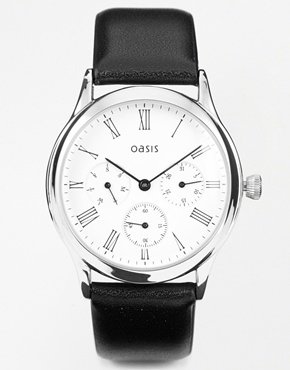 Oasis Watch With Leather Effect Strap - black
