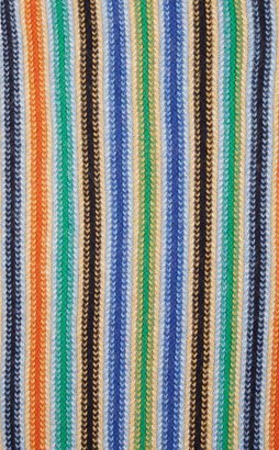 Drakes Stripe Knit Scarf-Green