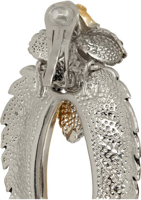 Roberto Cavalli Indian Flower enameled Swarovski crystal clip earrings