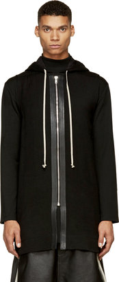 Rick Owens Black Wool & Leather Zip Vest