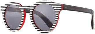 Illesteva Leonard II Striped Sunglasses, Black/White