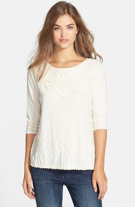 Lucky Brand Embroidered Boatneck Top