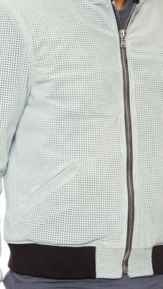 Anzevino Getty Perforated Leather Bomber