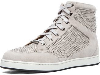 Jimmy Choo Tokyo High Top Suede Trainers in Silver