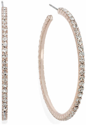 INC International Concepts Rose Gold-Tone Crystal Pavandeacute; Hoop Earrings