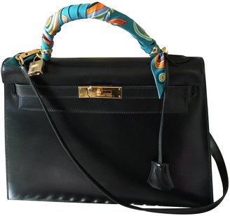 Hermes Black Leather Handbag Kelly