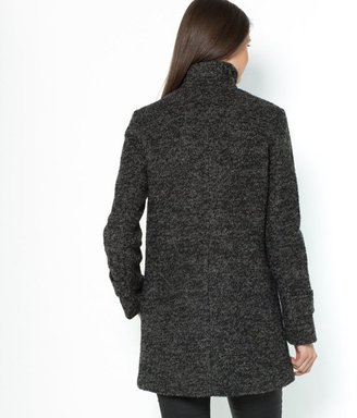 La Redoute R essentiel Wool Bouclé Coat with Asymmetric Zip Fastening