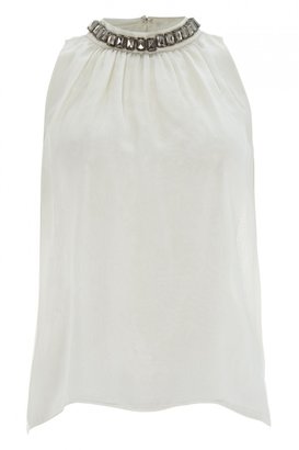 Moschino Cheap & Chic Moschino Cheap and Chic Crystal Neck Silk Top