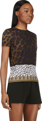Versus Olive Jersey Leopard Print T-Shirt
