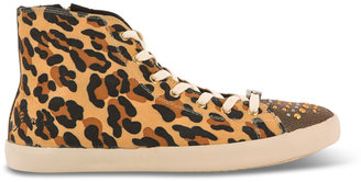 GUESS Suede leather boots with laces - Leopard print