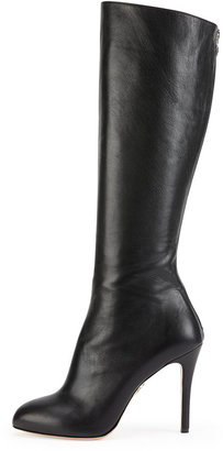 Charlotte Olympia Hannah Leather Knee Boot, Onyx