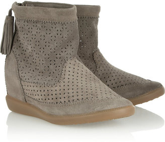 Isabel Marant Beslay perforated suede concealed wedge ankle boots