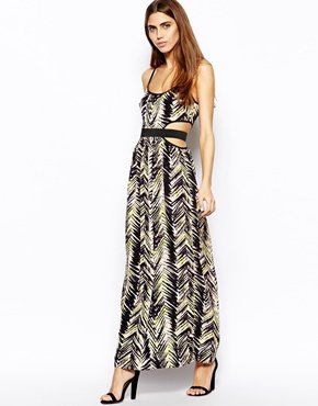 Lashes of London Wildfire Maxi Dress with Cut-Out Waist - Yellow