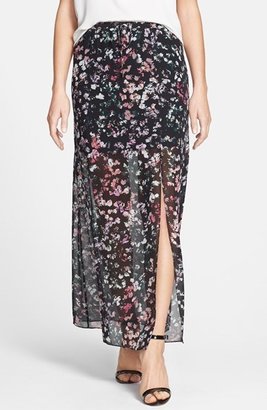 Vince Camuto Sheer Floral Overlay Maxi Skirt