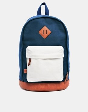 ASOS Backpack in Colour Block - Blue