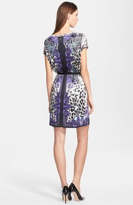 Versace Cap Sleeve Print Jersey Dress