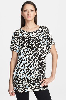 St. John Leopard Print Dolman Sleeve Jersey Tunic