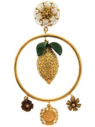 Dolce & Gabbana Lemon crystal-embellished hoop earrings