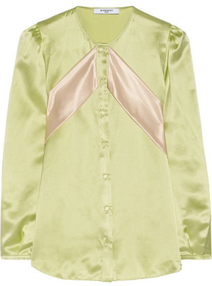 Givenchy Silk-satin Blouse With Contrast Bands - Mint