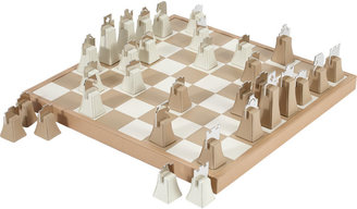 Renzo Romagnoli Leather and Chrome Chess Set