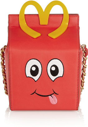 Moschino Embroidered leather shoulder bag