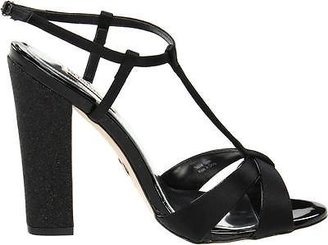 Badgley Mischka Jenie BLACK Heels Satin T-Strap Sandal Sparkle heels NEW ankle