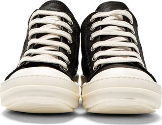 Rick Owens Black Coated Cotton Low-Top Ramones Sneakers