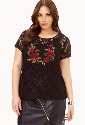 Forever 21 FOREVER 21+ Romantic Floral Crochet Lace Top