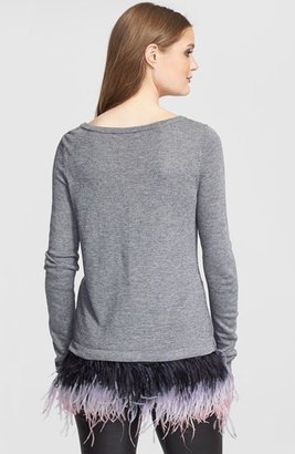 Milly Feather Trim Sweater