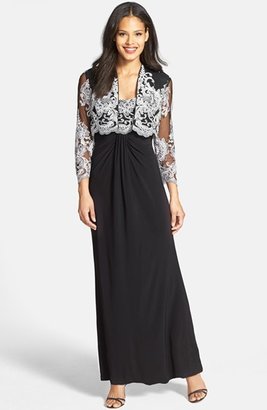 Alex Evenings Embroidered Bodice Gown with Jacket