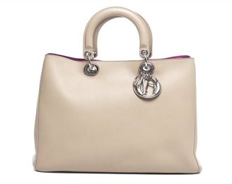 Christian Dior Pre-Owned Beige Leather Large Diorissimo Bag