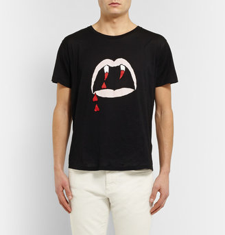 Saint Laurent Blood Lustre Printed Cotton-Jersey T-Shirt