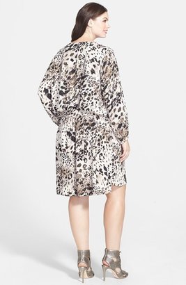 Vince Camuto 'Animal Fresco' Front Fold Blouson Dress (Plus Size)