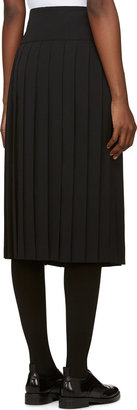 Yohji Yamamoto Black Wool Pleated Skirt