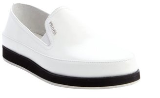 Prada Sport white leather slip on loafers