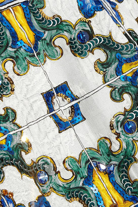 Dolce & Gabbana Embellished printed jacquard mini skirt