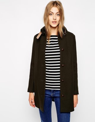 Sessun Sissi Wool Coat with Leather Tab Detail