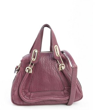 Chloé plum leather 'Paraty' small convertible top handle bag