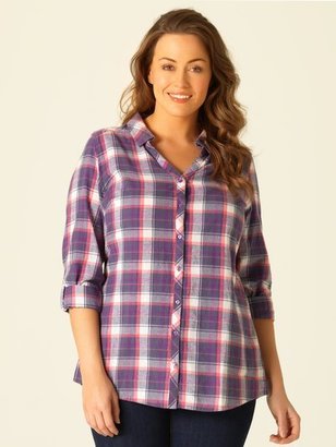M&Co Plus woven check blouse